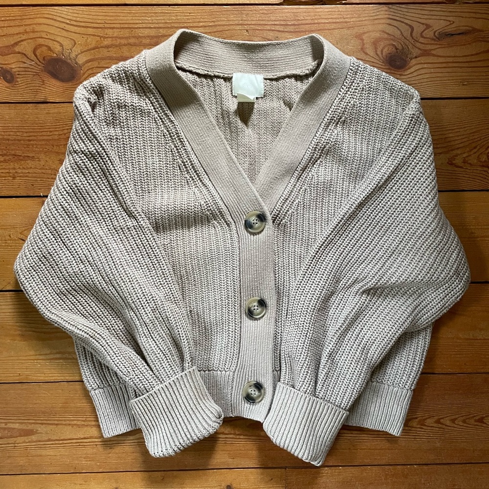 H&M Tan Knit Button-up Cardigan